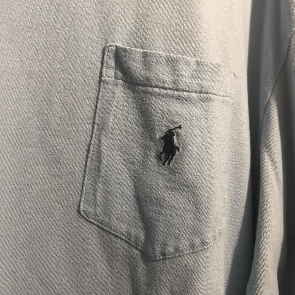 POLO BY RALPH LAUREN LONG SLEEVE BLUE MENS CREW NECK SHIRT - Picture 6 of 6